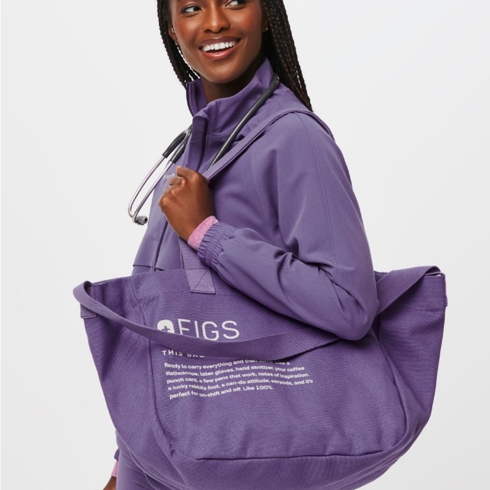 FIGS Canvas Fabric Tote Bag Large Amethyst Limited Edition